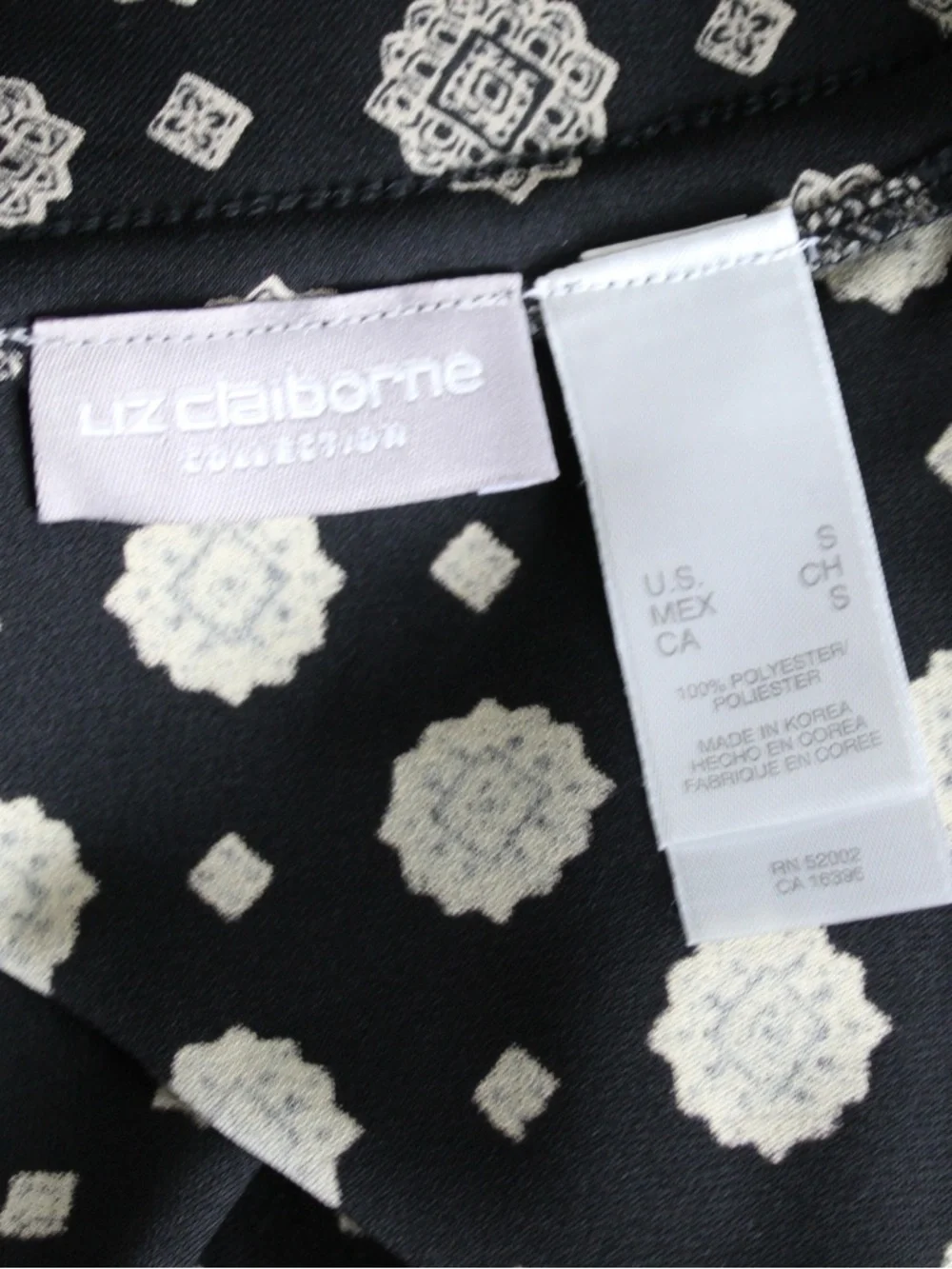 Liz Claiborne Vintage Y2K Black and Cream Floral Maxi Skirt Size Small Reworked - Picture 4 of 6
